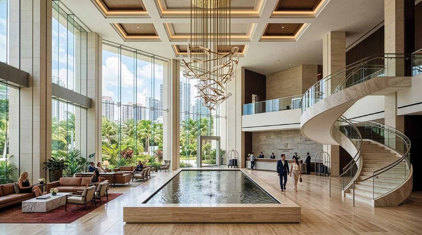 Double-height grand entrance lobby